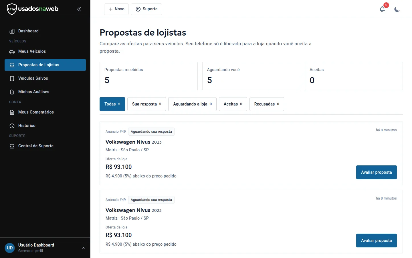 Propostas de lojistas: como receber, comparar e responder ofertas pelo seu carro